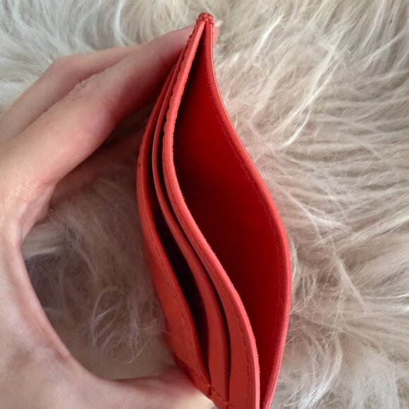 Tory Burch Kira Card Case - Orange Quilted Leather - Picture 3 of 5